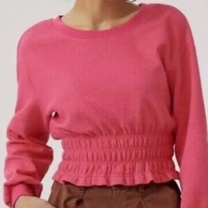 Maeve Hot Pink Long Sleeve Top with gathered bottom sz XS